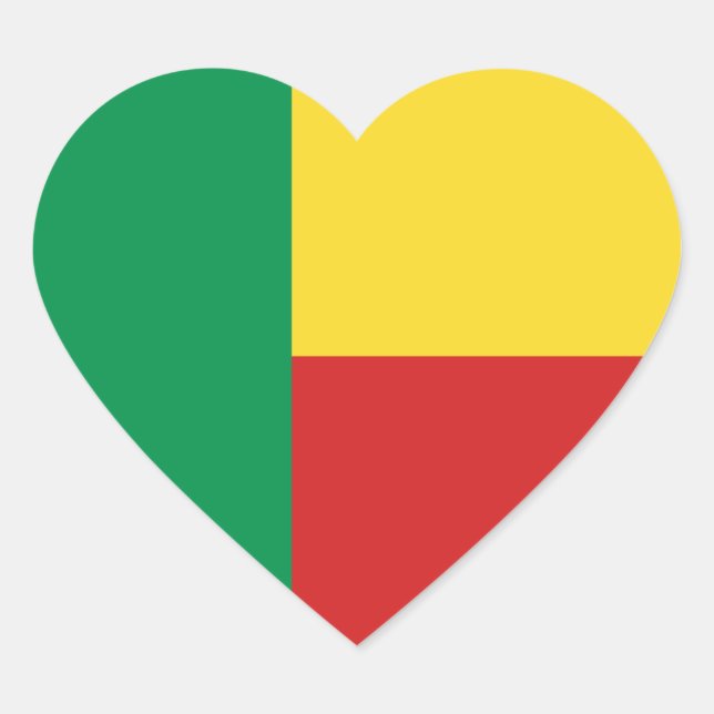 Benin Flagga Hjärta Klistermärke (Framsida)