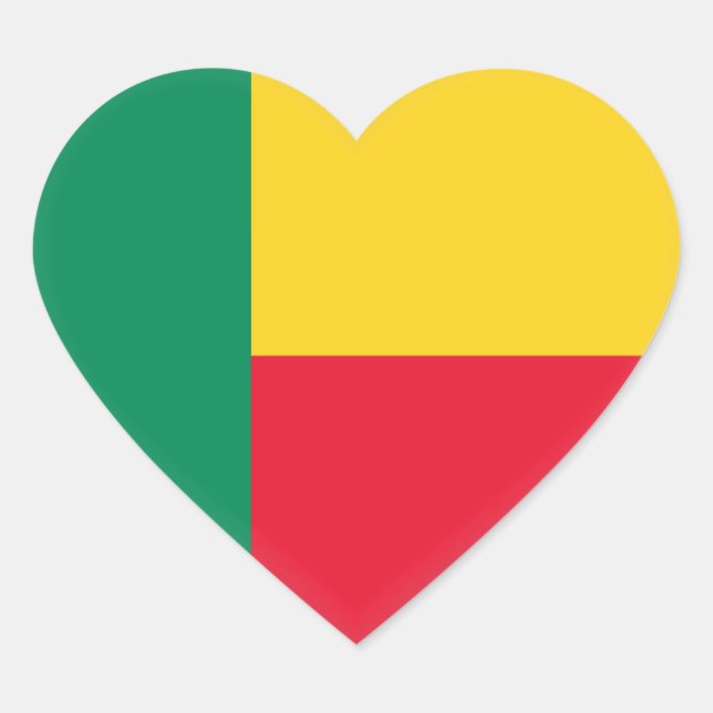 Benin Flagga Hjärtformat Klistermärke (Framsida)
