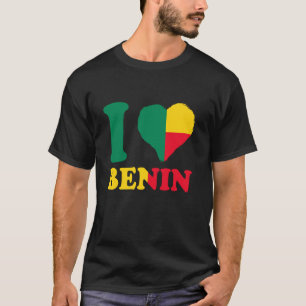 Benin Flagga Jag älskar Benin Hjärta Beninska Rött T Shirt