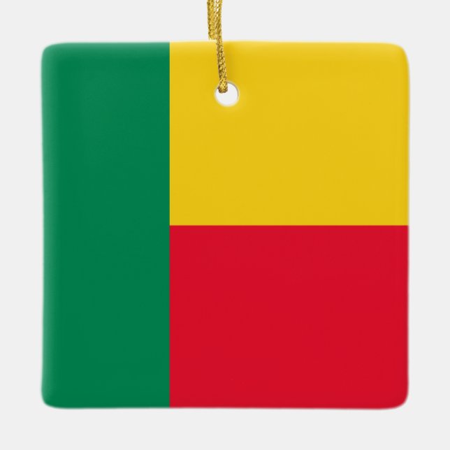 Benin Flagga Julgransprydnad Keramik (Framsida)