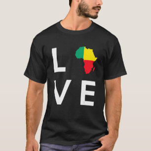 Benin Flagga Kärlek Afrika Kontinent Silhuett för T Shirt