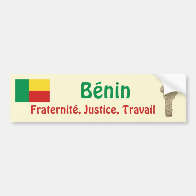 Benin Flagga + Kart Dekal (Framsidan)