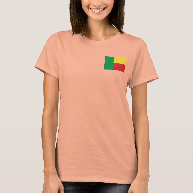 Benin Flagga + Kart T-Shirt (Framsida)