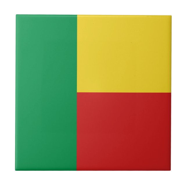 Benin Flagga Keramisk Platta Kakelplatta (Framsidan)