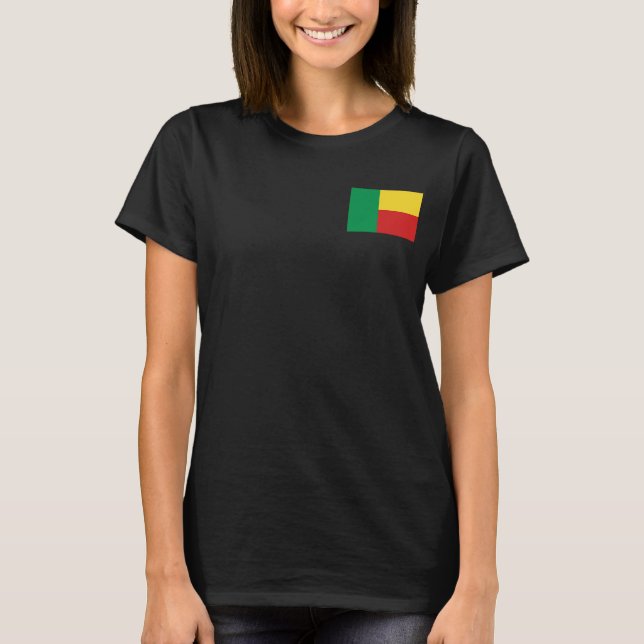 Benin Flagga och Karta dk T-Shirt (Framsida)