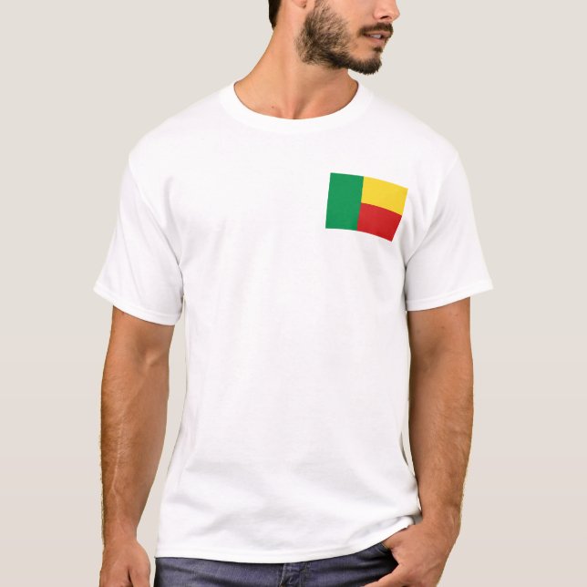 Benin flagga och kartaT-tröja Tee Shirt (Framsida)
