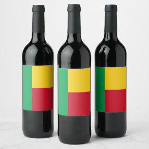 Benin flagga vinflaska etikett