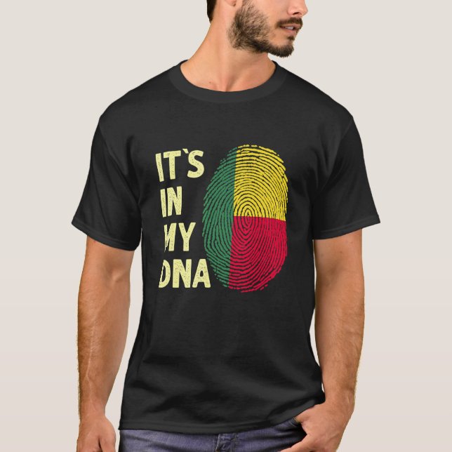 Benin i mitt DNA Beninese Flagga Team Benin T Shirt (Framsida)