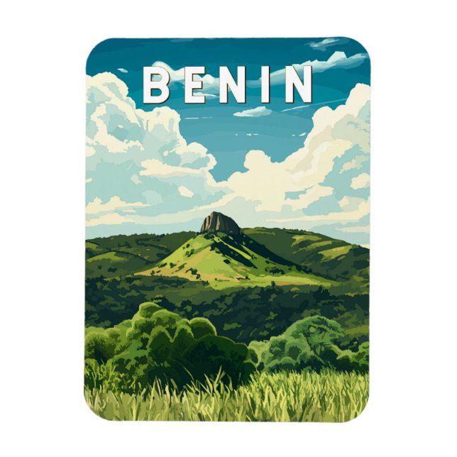 Benin Illustration Travel Art-Vintage Magnet (Vertikal)