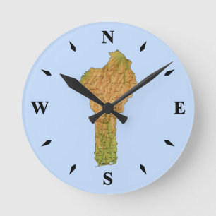 Benin Karta Clock Rund Klocka