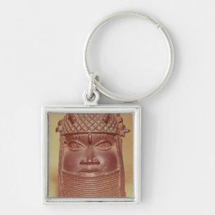 Benin maskerar fyrkantig silverfärgad nyckelring