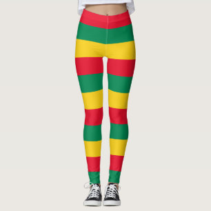 Benin National Flagga Färg Vågrät Stripe Leggings
