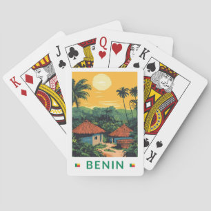 Benin Sunset Illustration Travel Art Vintage Casinokort