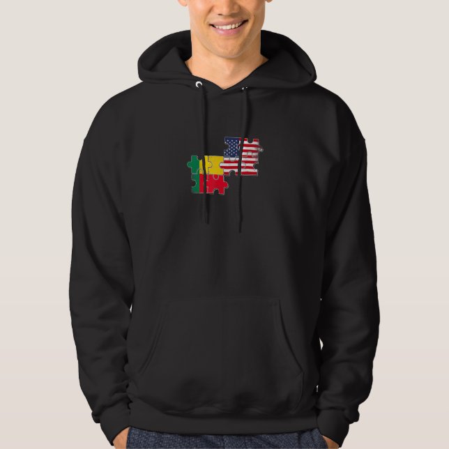 Benin USA Beninese American Flag Hoodie (Framsida)
