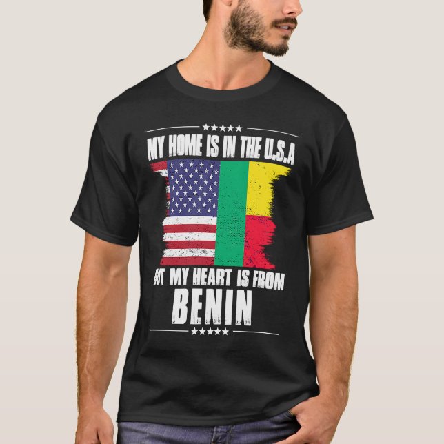 Beninese American Patriot Grown Proud Home Heart U T Shirt (Framsida)