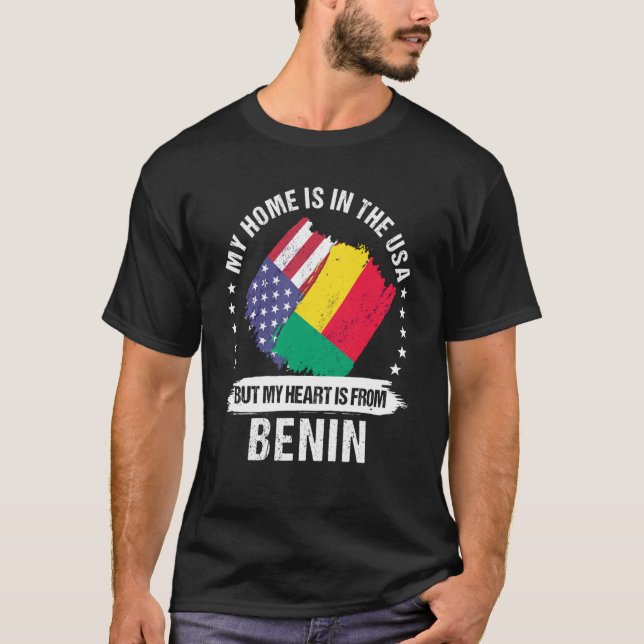 Beninese American Patriot Grown Proud My Heart T Shirt (Framsida)