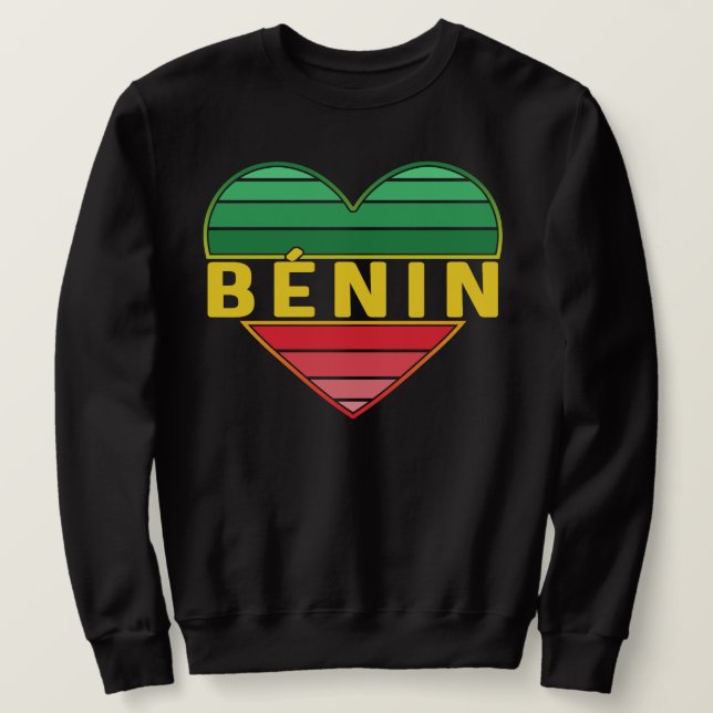 Beninese Heart, jag Kärlek Benin Lång Ärmad Tröja (Design framsida)