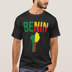 Beninska Benin Landskarta Flagga T Shirt