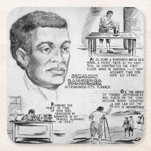 Benjamin Banneker: Black Scientist & Revolutionary Underlägg Papper Kvadrat (Framsidan)