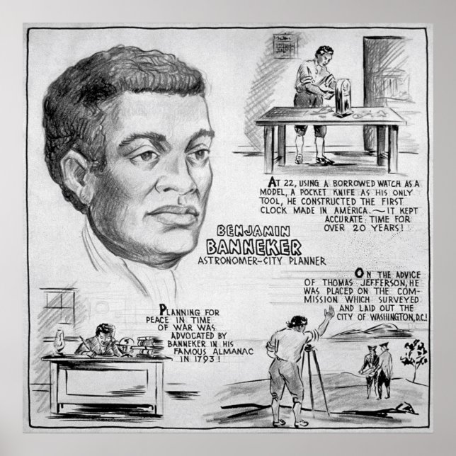 Benjamin Banneker Porträtt American Black Inventor Poster (Framsidan)