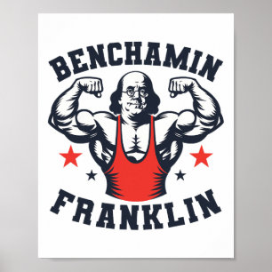 Benjamin Benchamin Franklin Bänkpress Bodybuilding Poster