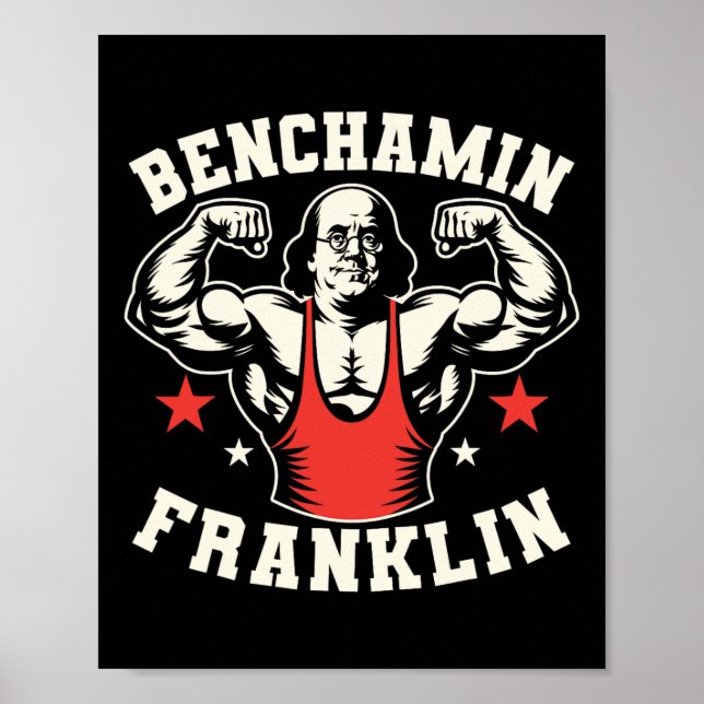 Benjamin Benchamin Franklin Bench Press Bodybuildi Poster (Framsidan)
