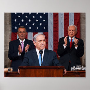 Benjamin (Bibi) Netanyahu talar för kongress Poster