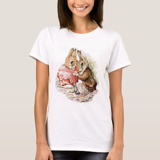 Benjamin Bunny och Peter Rabbit planerar sin razzi T Shirt (Framsida)