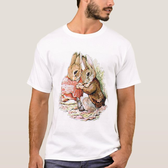 Benjamin Bunny och Peter Rabbit planerar sin razzi T Shirt (Framsida)