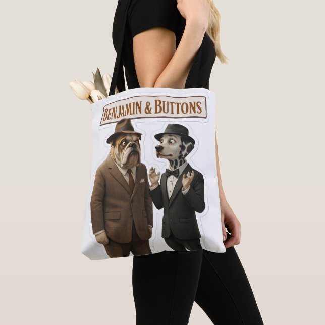 Benjamin button detective duo tote bag tygkasse (Närbild)