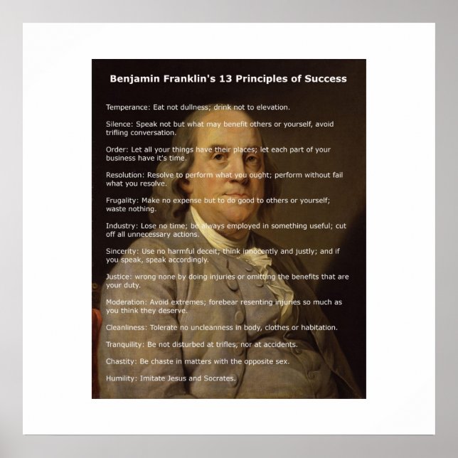Benjamin Franklin 13 Framgångsprinciper Poster (Framsidan)