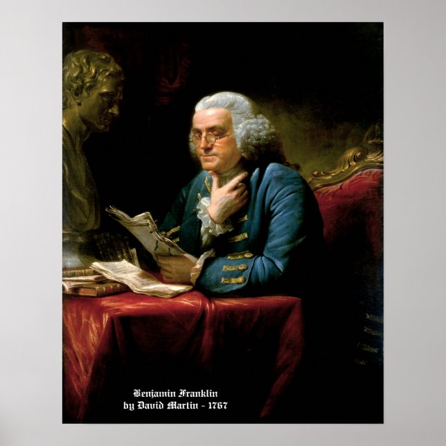 Benjamin Franklin - 1767 Målning av David Martin Poster (Framsidan)