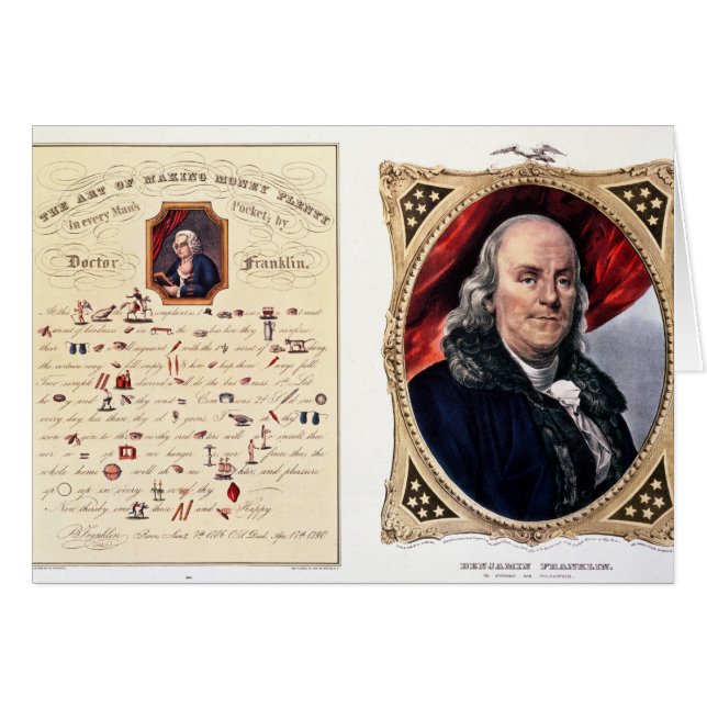 Benjamin Franklin 1847 Hälsningskort (Framsidan Horizontal)