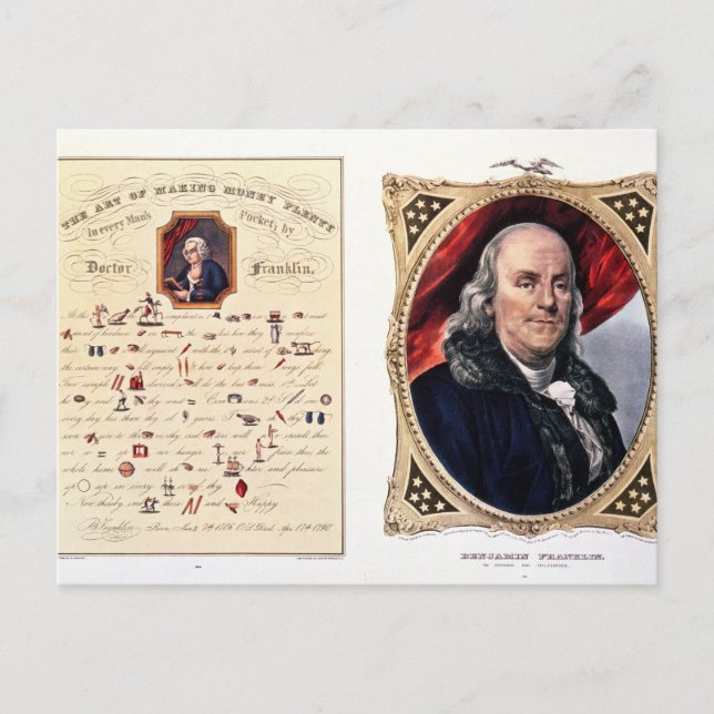 Benjamin Franklin 1847 Vykort (Framsida)