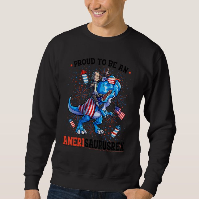 Benjamin Franklin 4:e juli Dino Boys Manar Americ Lång Ärmad Tröja (Framsida)