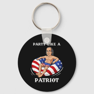 Benjamin Franklin 4:e juli USA Patriot Roligt Nyckelring