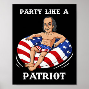 Benjamin Franklin 4:e juli USA Patriot Roligt Poster