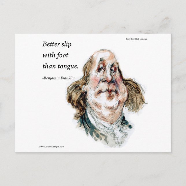 Benjamin Franklin Caricature & Quote Vykort (Framsida)