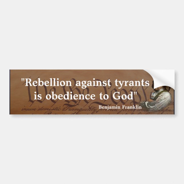 Benjamin Franklin-citat i Rebeljon Bildekal (Framsidan)