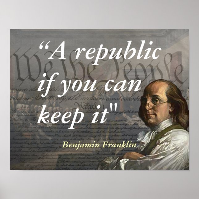 Benjamin Franklin citat om en republik Poster (Framsidan)