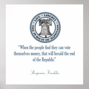 Benjamin Franklin citationstecken (pengar) Poster