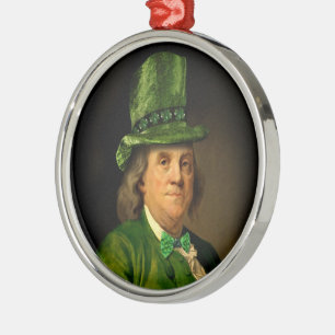 Benjamin Franklin Clover St Patrick's Day Julgransprydnad Metall