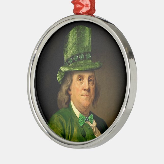 Benjamin Franklin Clover St Patrick's Day Julgransprydnad Metall (Vänster)