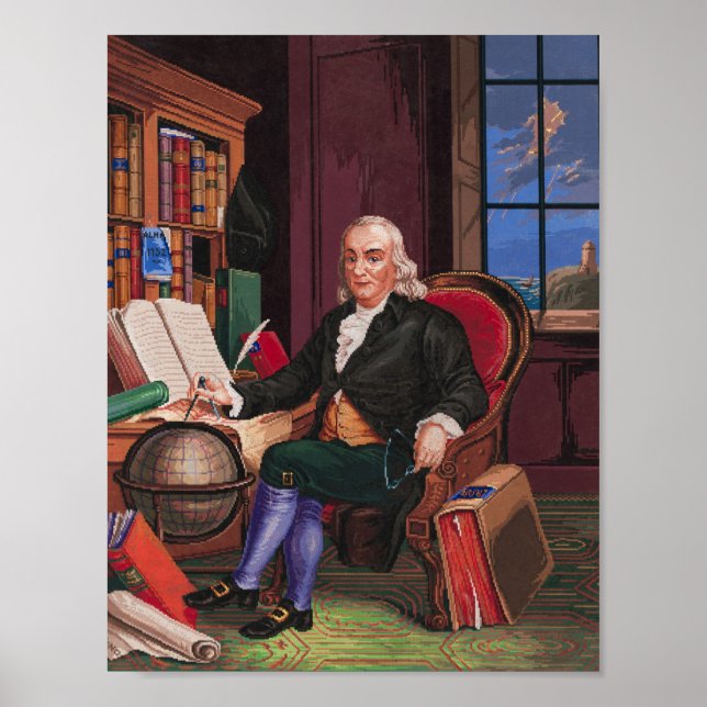 Benjamin Franklin Embroidery Mönster Lakan Poster (Framsidan)