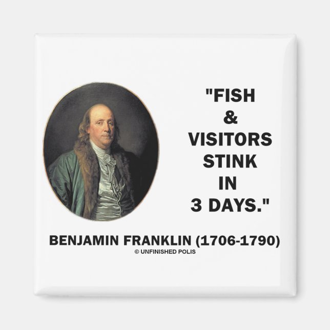 Benjamin Franklin Fish & Visitors börjar om 3 daga Magnet (Framsidan)