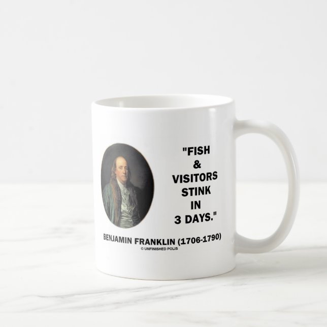 Benjamin Franklin fisk- & besökarestank i 3 dagar Kaffemugg (Höger)
