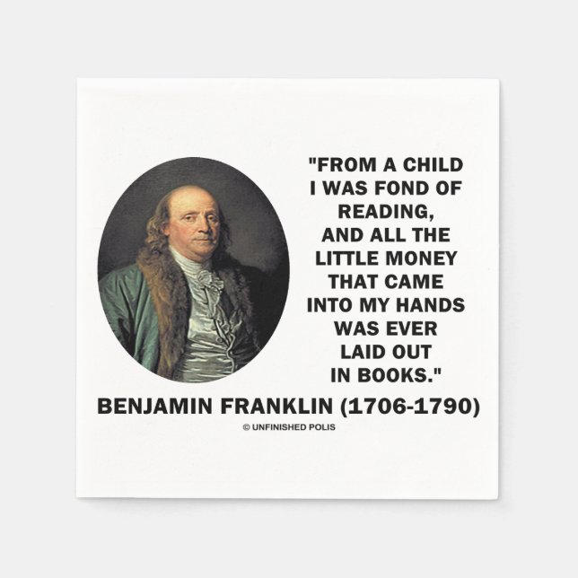 Benjamin Franklin Fond för läsning av penningcitat Pappersservett (Framsidan)