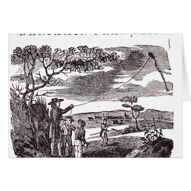 Benjamin Franklin förar hans drakeexperiment Hälsningskort (Framsidan Horizontal)