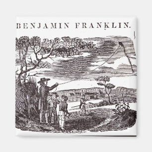 Benjamin Franklin förar hans drakeexperiment Magnet