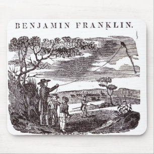 Benjamin Franklin förar hans drakeexperiment Musmatta
